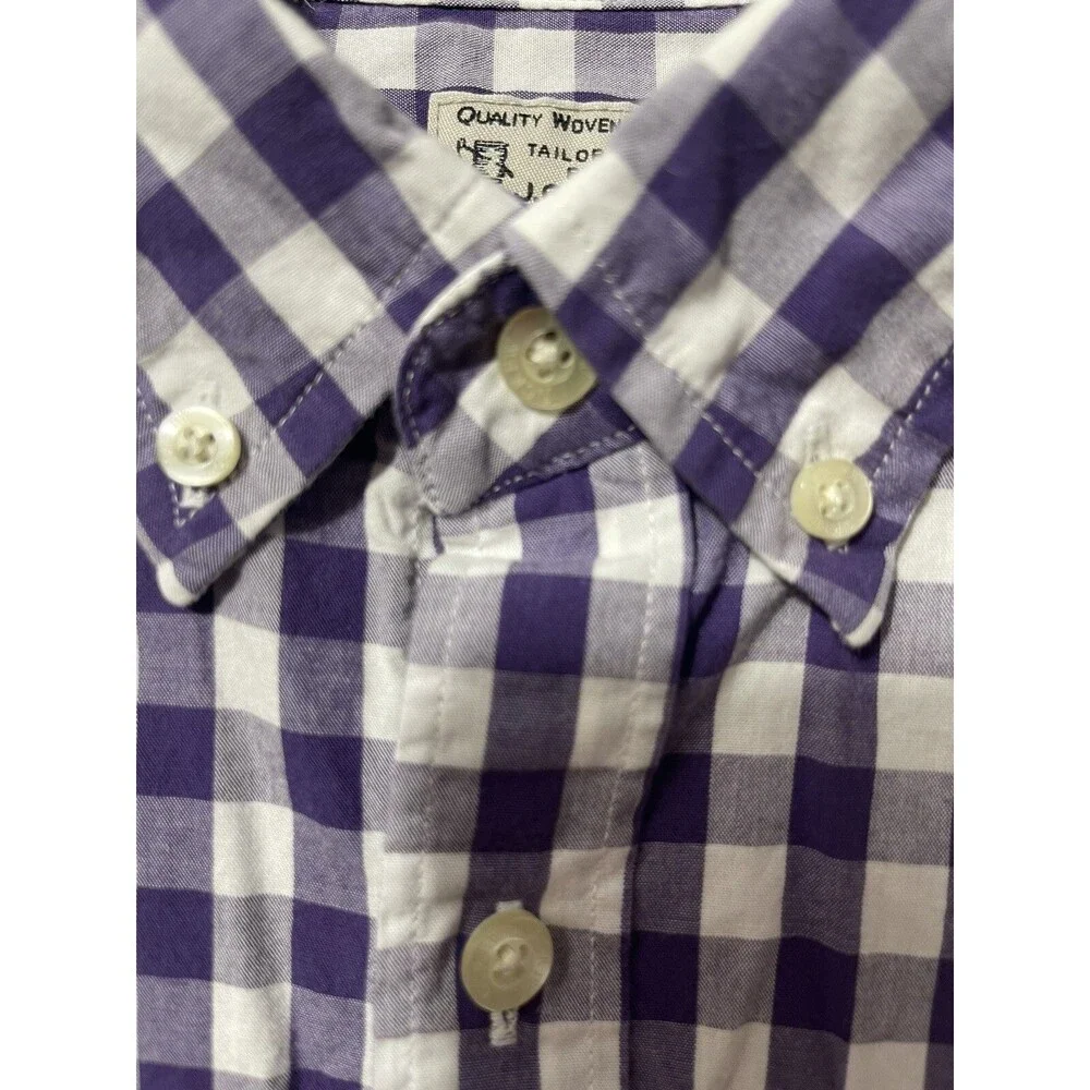 Tailored by J. Crew Purple & White Check Button Down Shirt men’s size medium